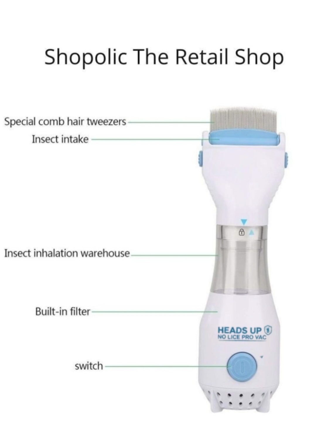 Heads Up No Lice™ ProVac Lice Removal Comb